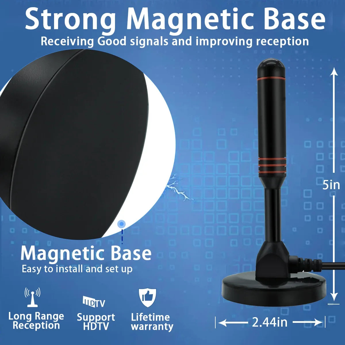 Digital TV antenna indoor ground wave antenna extended sucker dvb-t2 antenna with amplifier Oasis Select