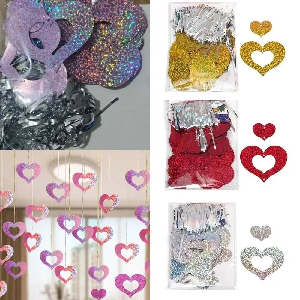 Sequin Heart String Garland Rain Curtain – 50 Pcs Party Decor