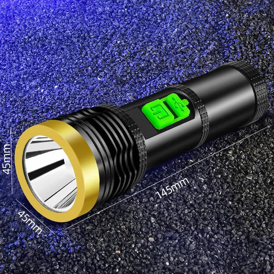 Super Bright LED Flashlight USB Rechargeable 3 Lighting Modes Portable Torch Pocket-Sized for Outdoor Camping Emergency Hiking Oasis Select