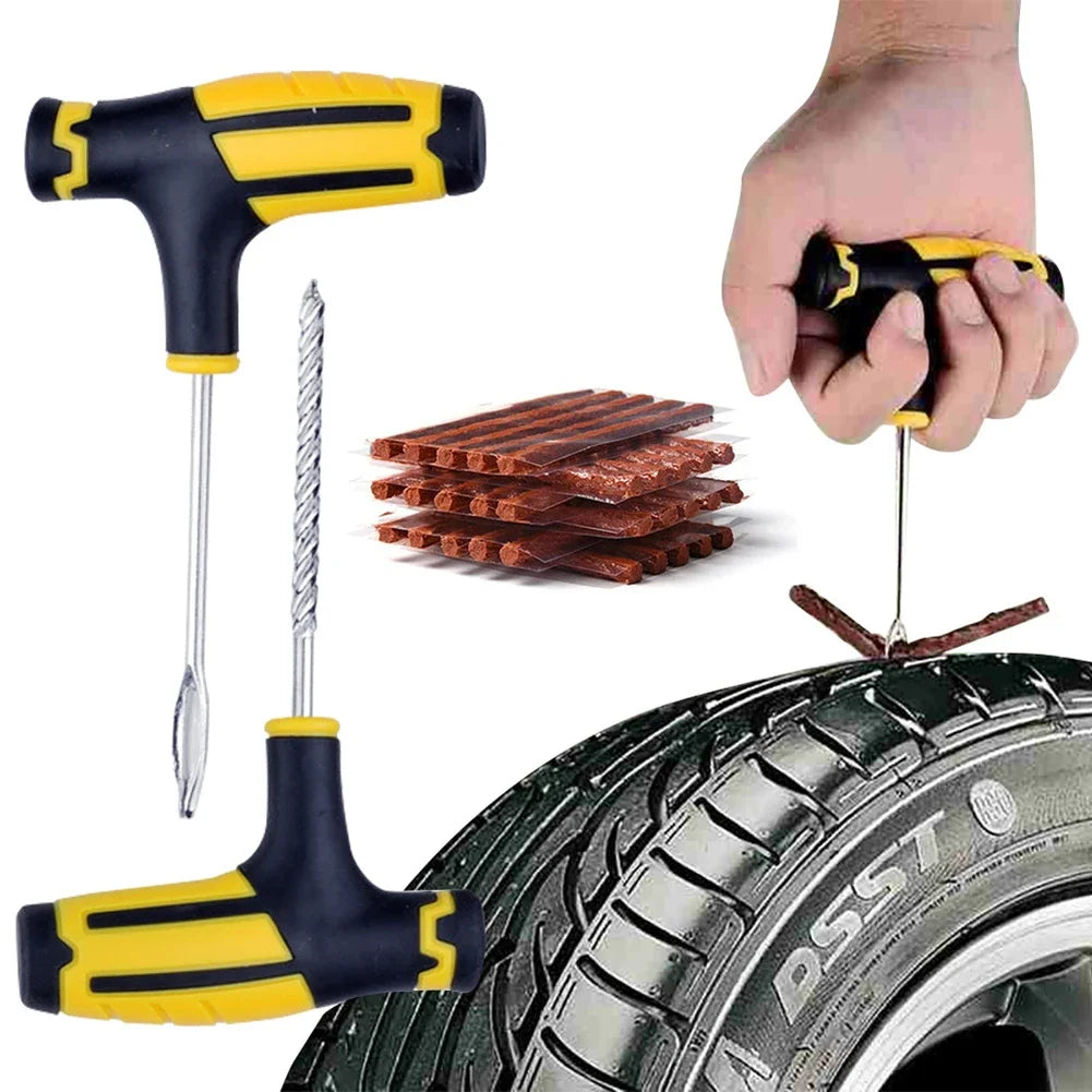Car Tire Repair Tools Kit with Rubber Strips Tubeless Tyre Puncture Studding Plug Set for Truck Motorcycle Car Accessories Oasis Select Default Title