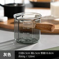 120ml Hexagon Wood Handle Glass Espresso Measuring Cup Milk Latte Jug Coffee Supplies Kitchen Mug Drinkware Double Bottom Oasis Select Light gray single 120ml