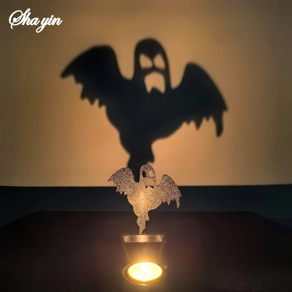 Halloween Candlestick Decoration – Pumpkin & Skull Shadow Set