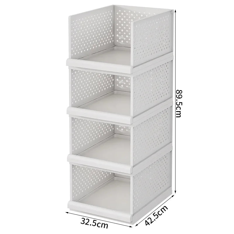 Drawer type clothes clothing storage box foldable pull-out wardrobe layered baffle pull basket layered pants storage box Oasis Select 4th floor - white 1