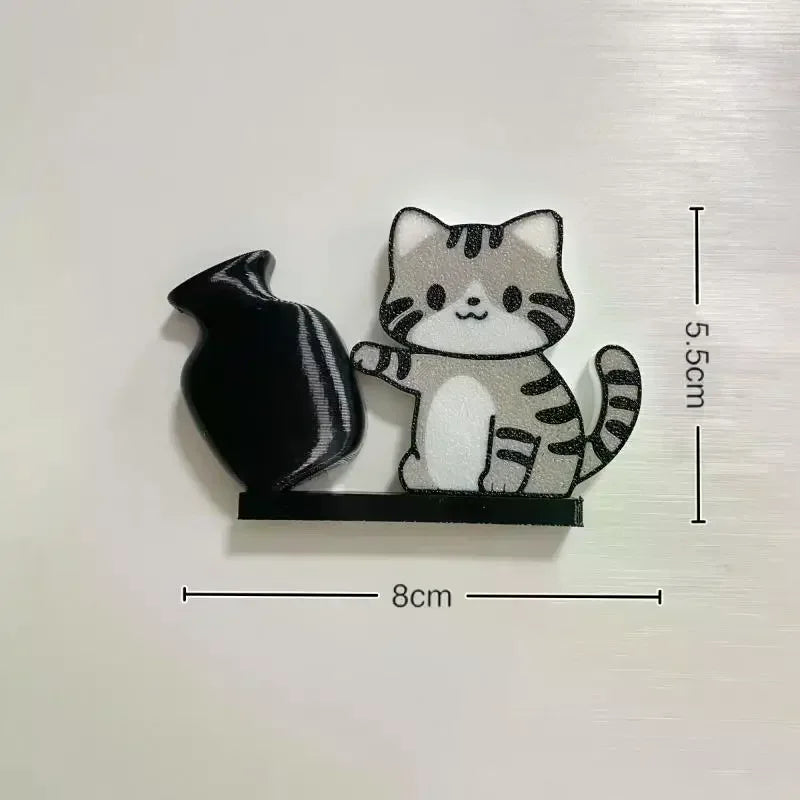 Cat Pushing Vase Refrigerator Magnets Home Decor Fridge Magnet Cat Whisker Collection Memorial Box Home Office Decor For Gift Oasis Select