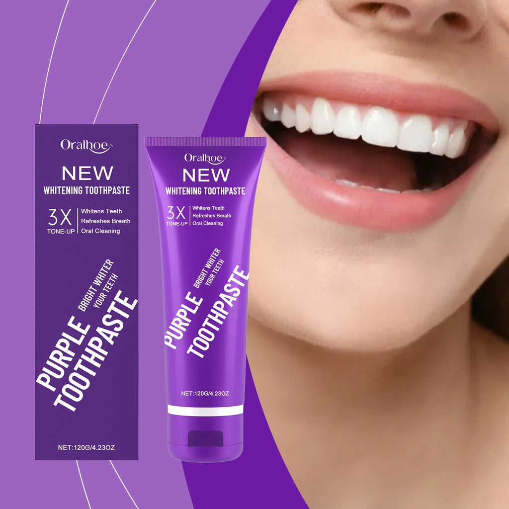 Purple Toothpaste Fluoride Free Stain Removal for Coffee & Tea Fresh Mint Flavor Teeth Whitening Natural Formula Deep Cleaning Oasis Select