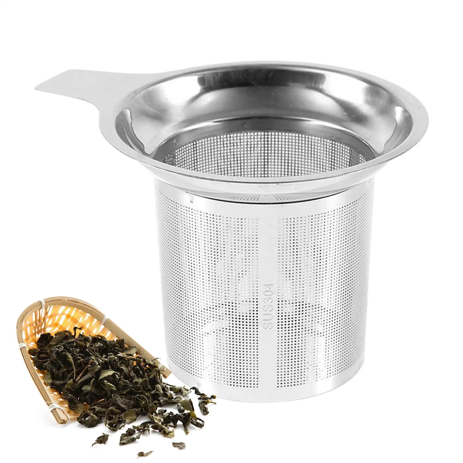 Stainless Steel Tea Filter Baskets Mesh Cup Strainer Funnel Filter Tea Handle Tea Filter Reusable Infuser Tea Accessories Oasis Select