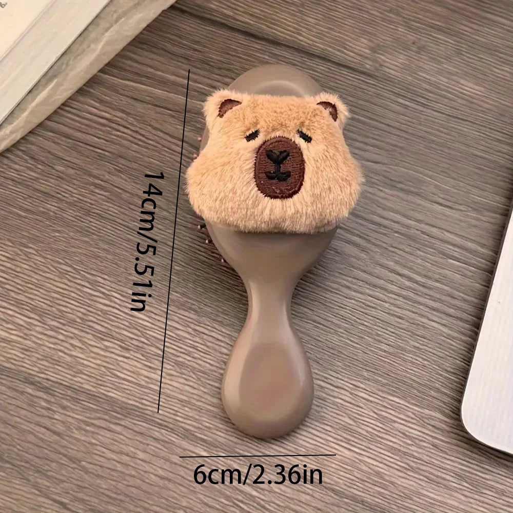 Plush Capybara Mini Paddle Hair Brush – Cute Detangling Tool Mini Paddle Hair Brush Oasis Select SZ330-head