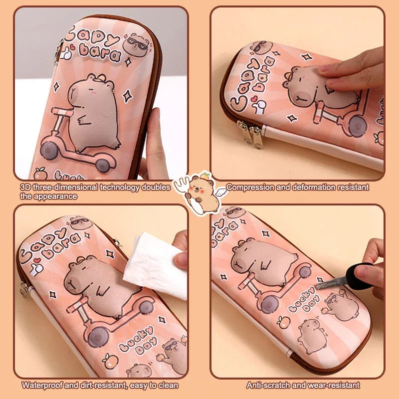 3D Capybara Pencil Case Drop Resistant Waterproof Student School Supplies Large Capacity Multifunctiona Pen Pouch Stationery Oasis Select