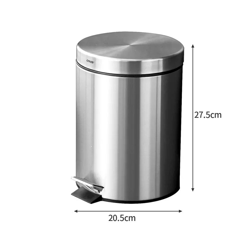 5L Gold Stainless Steel Garbage Can Waterproof Metal Trash Can with Lid Removable Inner Bucket for Kitchen Bathroom Trash Can Oasis Select Silver 5L