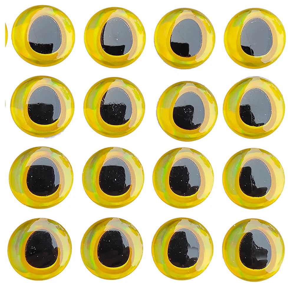 100PCS 6-12mm Fishing Lure Eyes 3D-Holographic Simulation Fly Bait Artificial Silver/Red/Gold Fish Eyes Sticker For DIY Fishing Oasis Select Gold 12mm