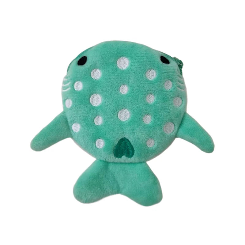 Cute Blue Shark Mini Whales Coin Purse Plush Zipper Coin Wallet Designer Women's Small Change Bag Key Earphone Pouch Oasis Select MR-08