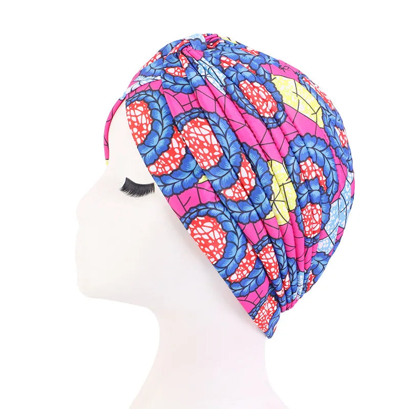 Fashion Printed Knot Turban Headwrap for Women Soft Chemo Cap Muslim Hijab Beanie Headscarf for Hair Loss and Daily Style Oasis Select I