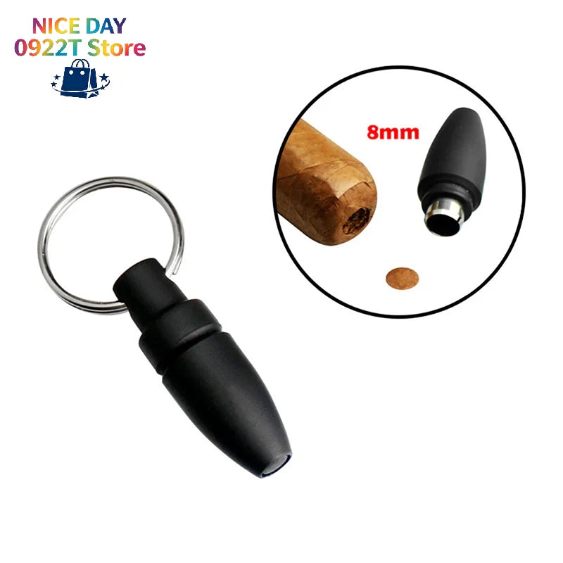 With Key Ring Clip Rubber Portable Cigar Puncher Accessories Blade Cigar Cutter Drill Hole Pocket knife for Cigar Gadgets@#X Oasis Select