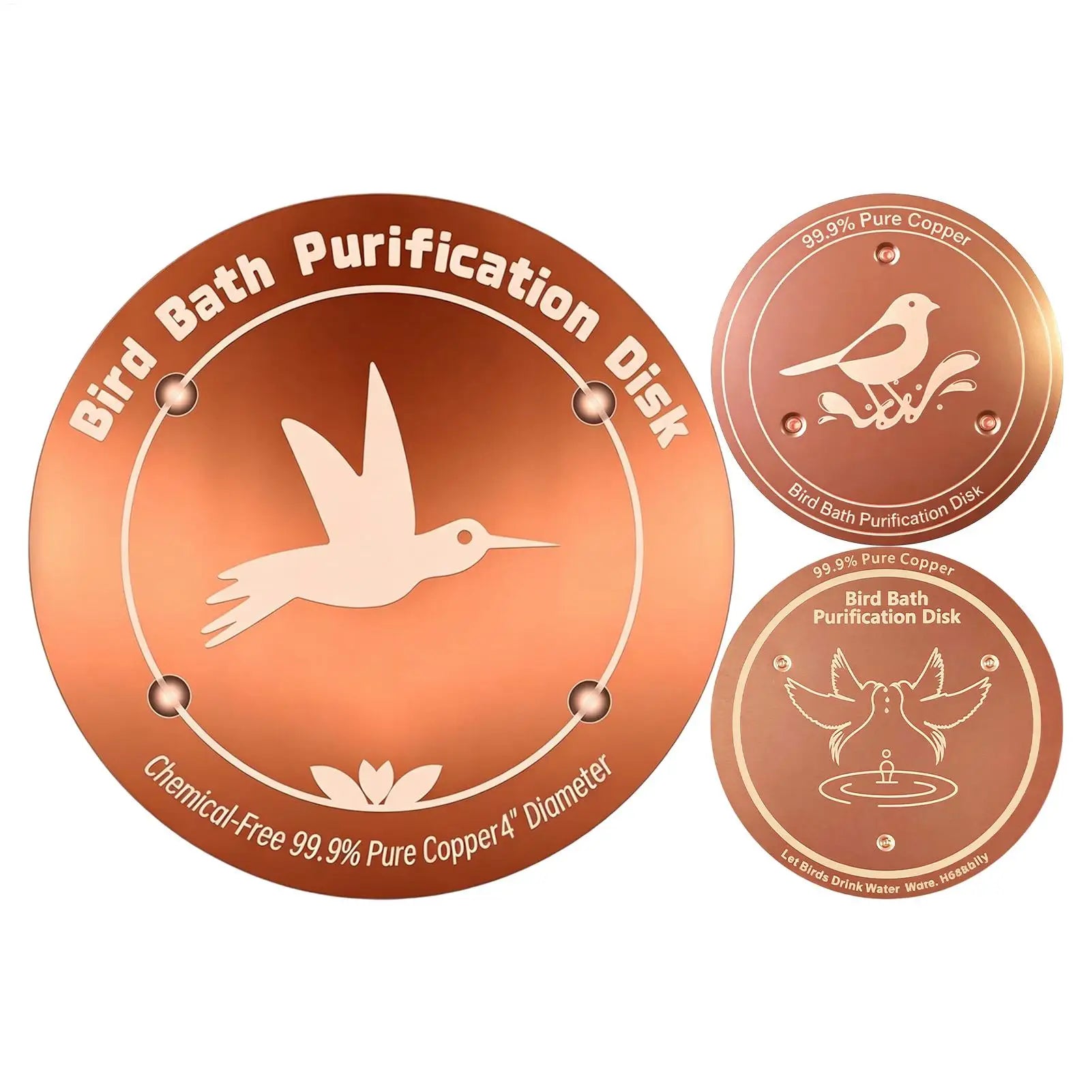 1PC Bird Bath Copper Disk Purification Disk Garden Outdoor Feeder Tray Cleaner Bird Bath Water Fountain Fishpond Lawn Backyard Oasis Select