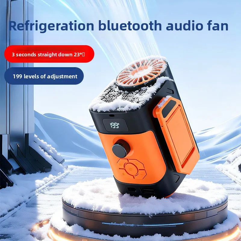 Waist-Mounted Fan with Bluetooth Speaker | Portable 2-in-1