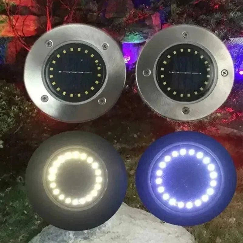 4 Pcs Solar Power Disk Light Outdoor Garden Solar Underground Light Deck Light Spotlight Buried Solar Led Lamp Oasis Select