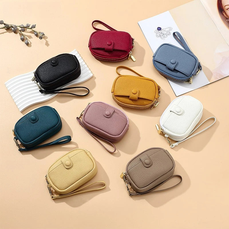 1pc New Mini Wallet for Women Large Capacity Double Zipper Storage Bag Multi Functional Small Wallet Oasis Select