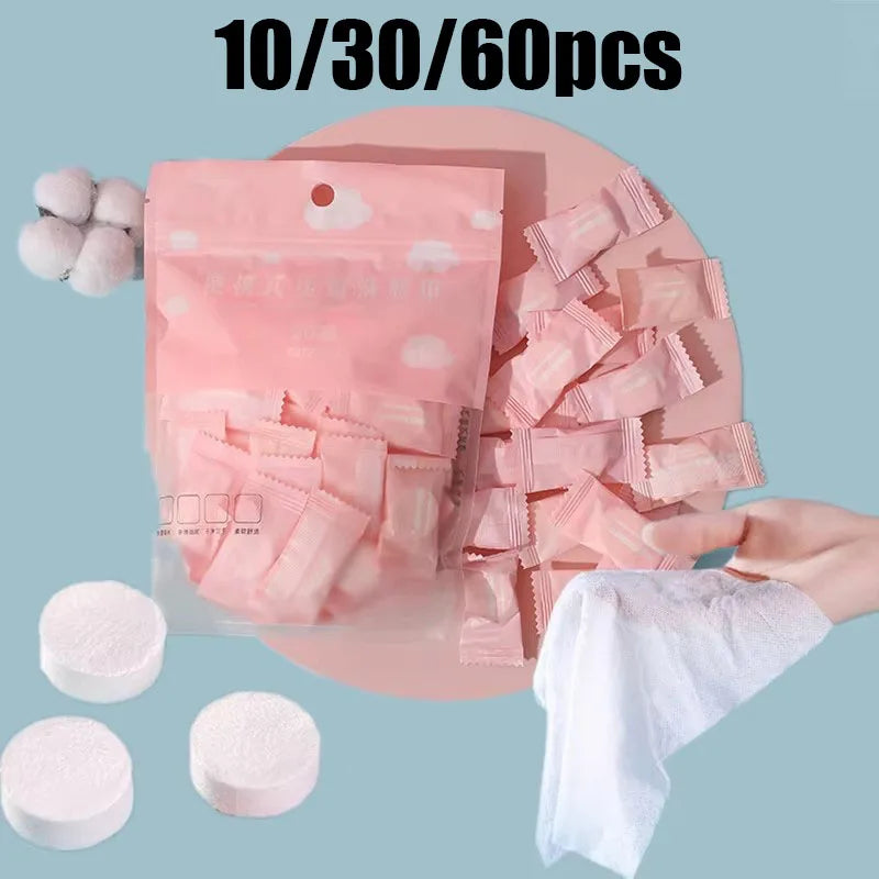10/60pcs Portable Compressed Face Towels Disposable Cotton Coin Tissue Suitable For Travel Beauty Salon Makeup Remover Cleaning Oasis Select