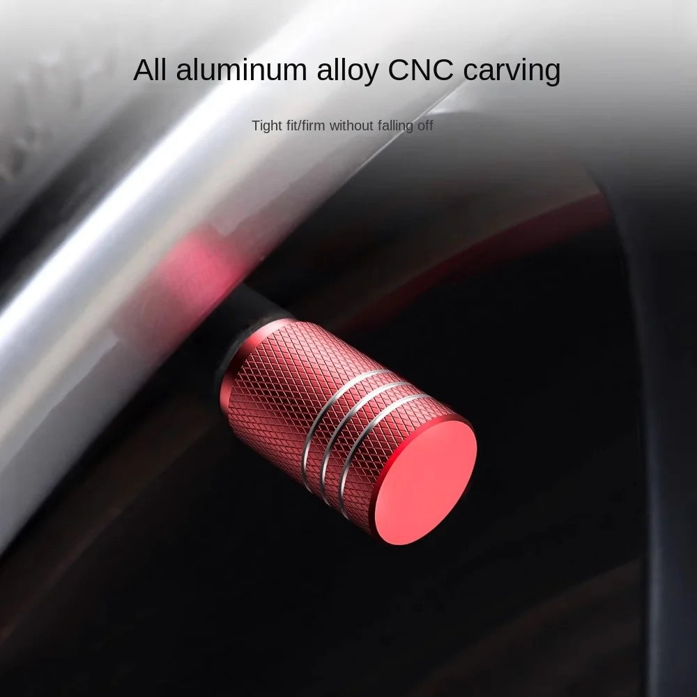 4Pcs Car Tire Valve Stems Cap Knurling Style Tire Valve Cap Aluminum Tire Wheel Stem Air Valve Cap car Universal accessories Oasis Select