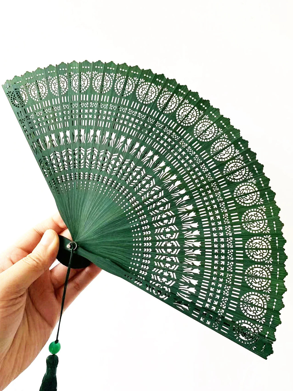 Bamboo Folding Fan Ancient Style Chinese Style Classical Dance Black Fan Summer Portable Folding Fan Oasis Select engraving