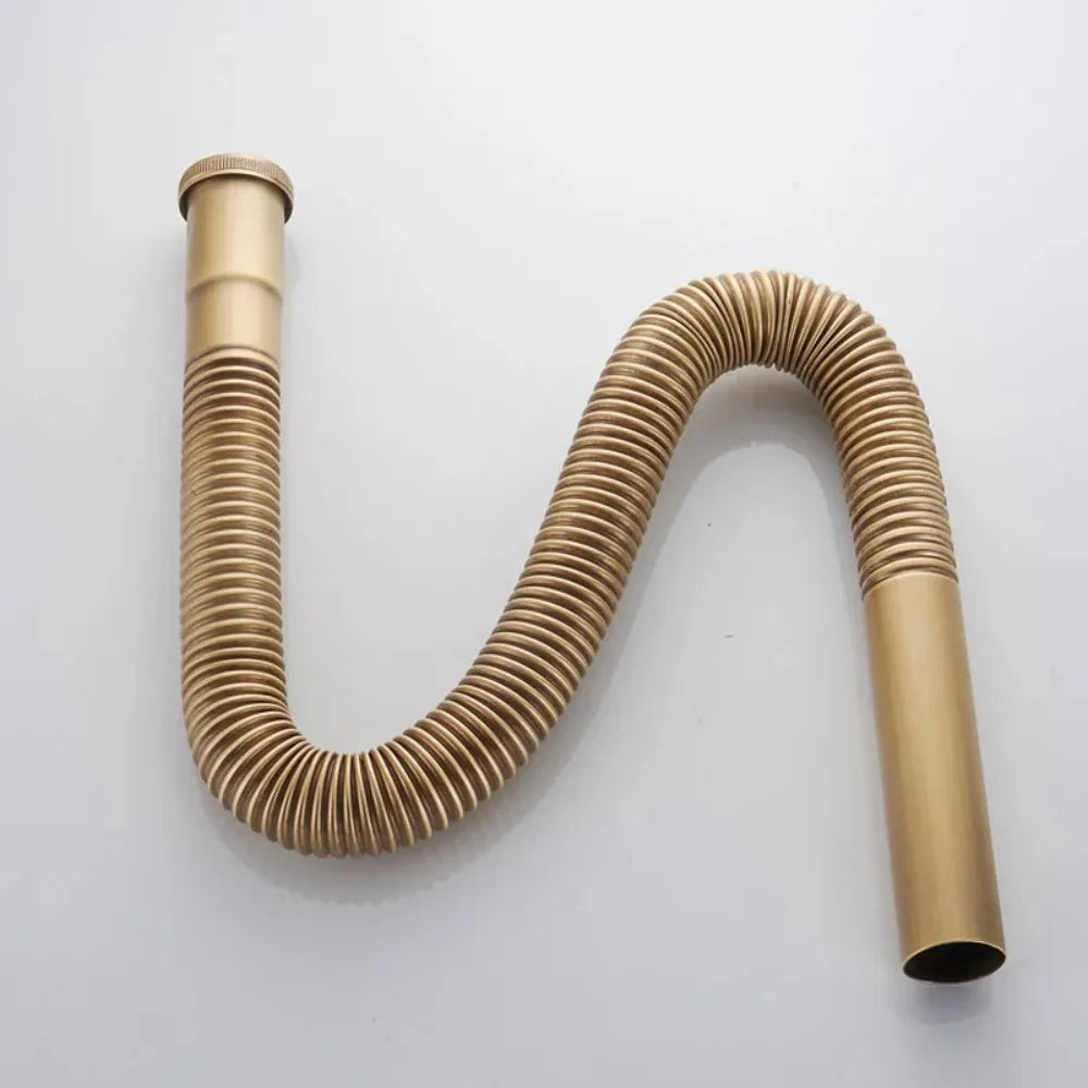Brass Hose Siphon Flexible Sink Drain Bathroom Kitchen Basin Water Tube Pipe DN30 Sink Waste Set Bathtub Accessories Oasis Select