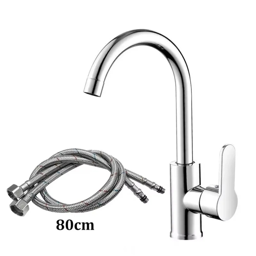 Kitchen Faucet Household Splash-proof Boosting Hot And Cold Faucet Hot And Cold Vegetable Wash Basin Dishwashing Pool Sink Oasis Select slivery b