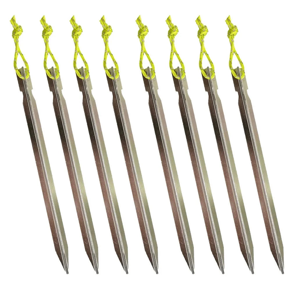 18cm Aluminument Tent Pegs Nails with Rope Stake Camping Hiking Equipment Outdoor Traveling Tent Sand Ground Accessories Oasis Select Silver 8 pieces