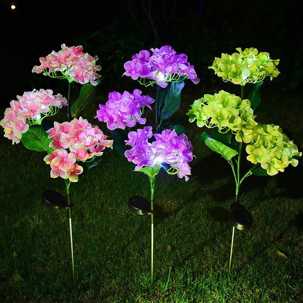 Solar Hydrangea Garden Pathway Lights – IP65 Waterproof Stake