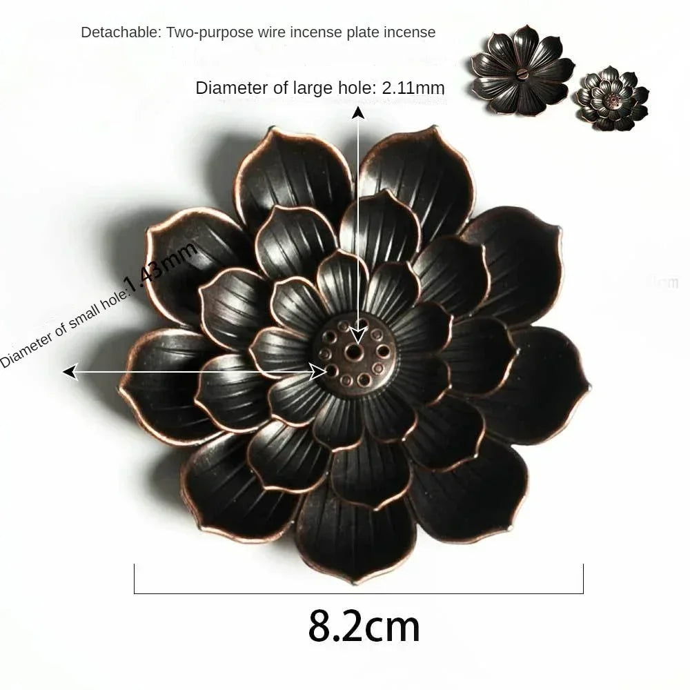 Alloy Incense Burner Stick Holder Buddhism Lotus Line Incense Plate Sandalwood Coil Base Temples Yoga Studios Home Decoration Oasis Select