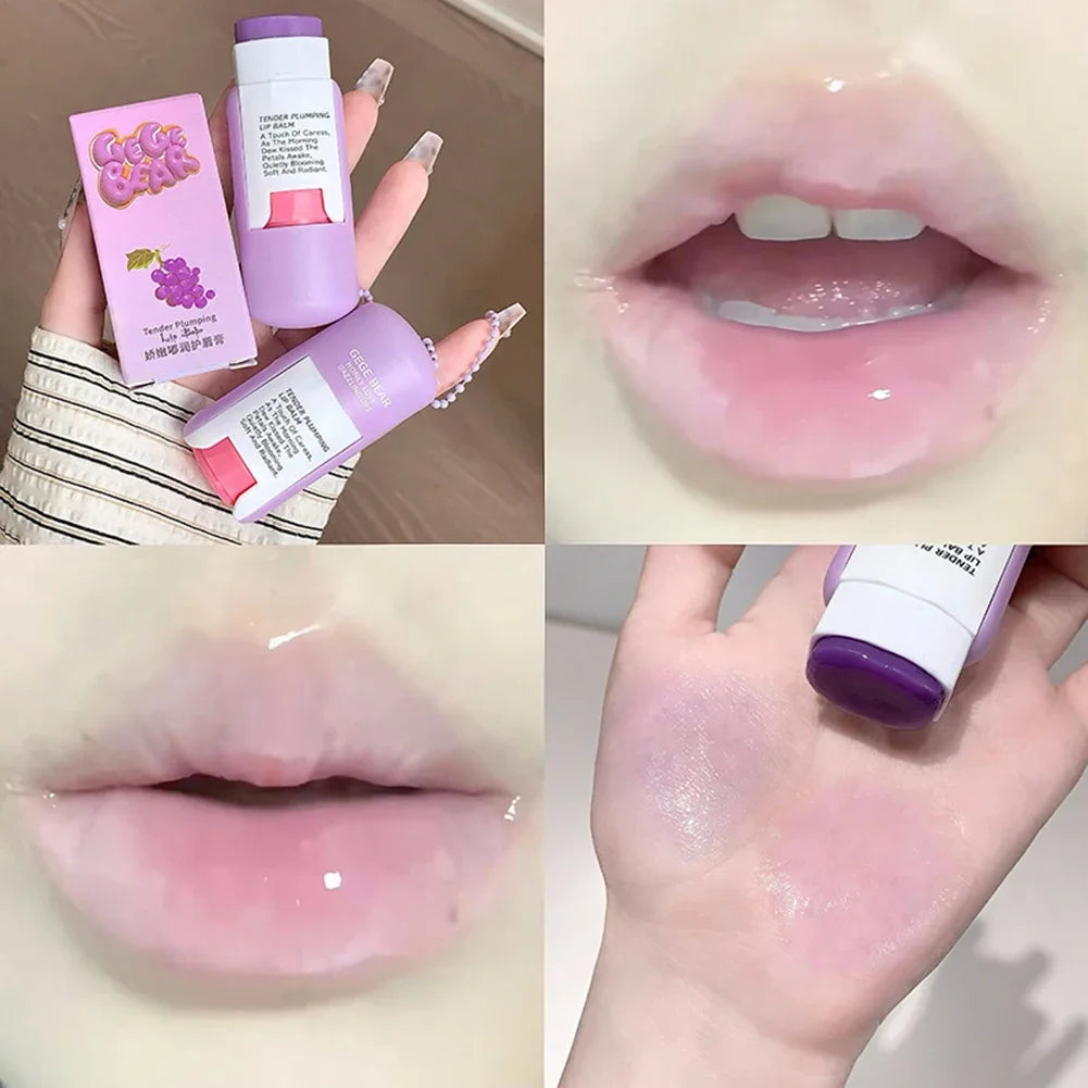 Large Capacity Lip Balm Keychain Pendant, Hydrating & Moisturizing Lip Care Primer Makeup Plumping Clear Lip Gloss Oasis Select Grape