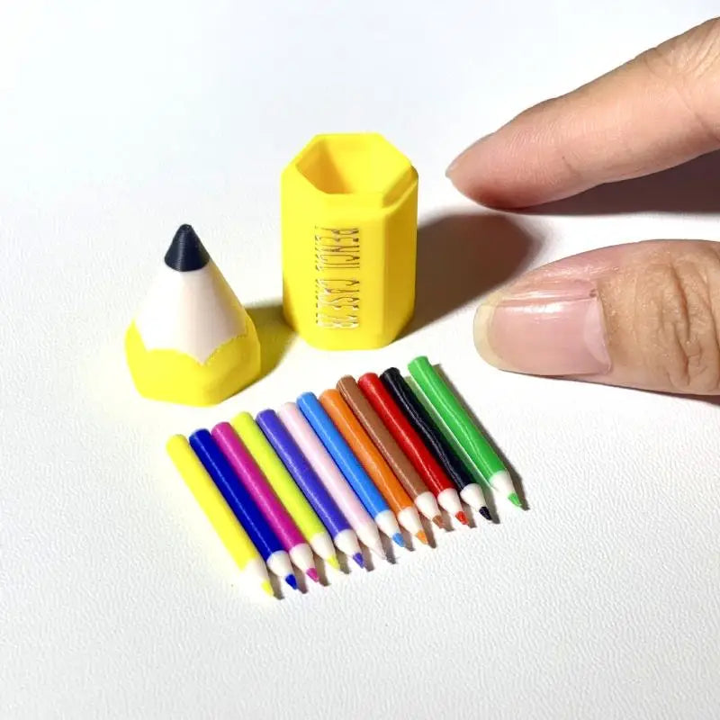10/12Pcs Kid Pretend Play Toy Dollhouse Miniature Colored Pen Mini Pencil School Supplies Model Doll House Accessories Oasis Select A2