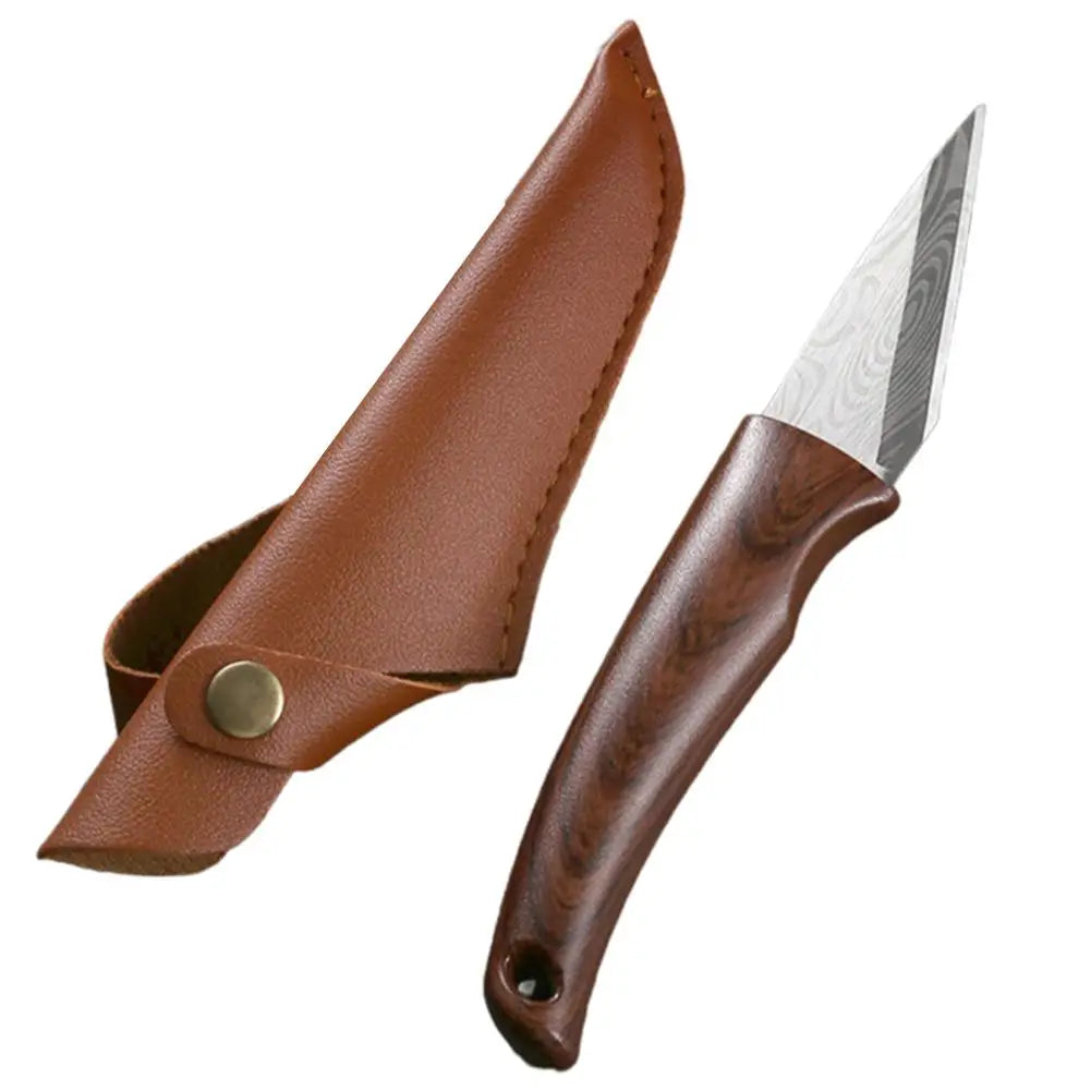 Grafting Knife – Sharp Blade, Wood Grain Handle & Leather Sheath