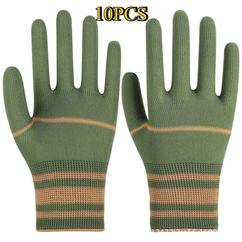 10PCS Nylon Gloves - Lightweight Grip Texture, Suitable for Outdoor Cycling, Fishing, Camping, One Size Suitable for Everyone Oasis Select green