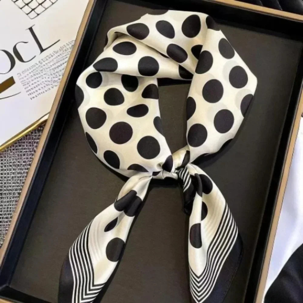 Versatile Casual Women's Hairbands 70x70cm Printed Shawls Wraps Imitation Silk Neck Tie Hijab for Women Oasis Select 70x70cmE