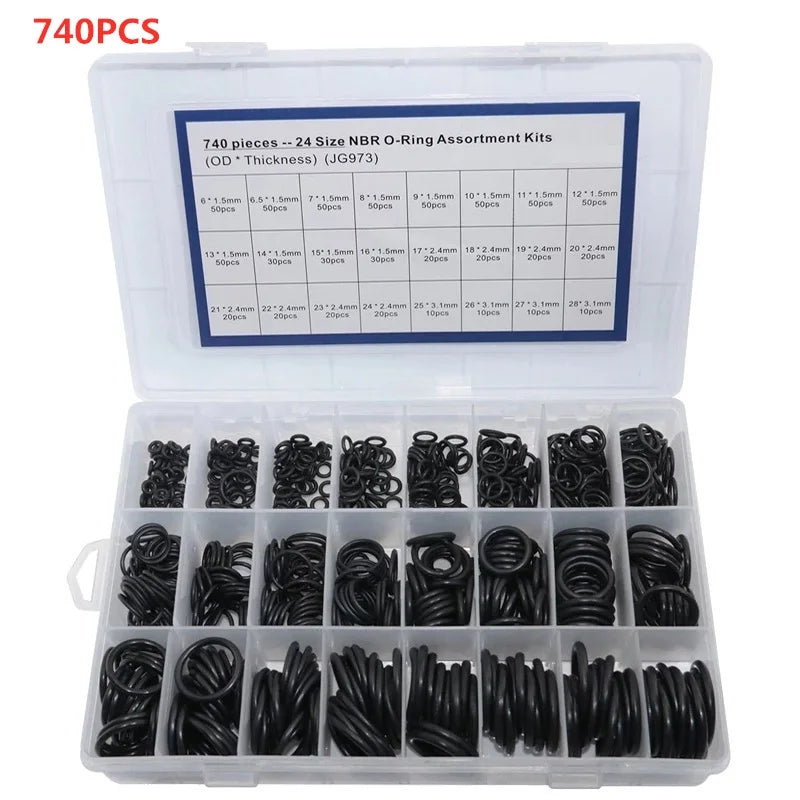 NBR O-Ring Set 740/1200pcs – Nitrile Rubber Oil & Waterproof O-Ring Seal Kit Oasis Select
