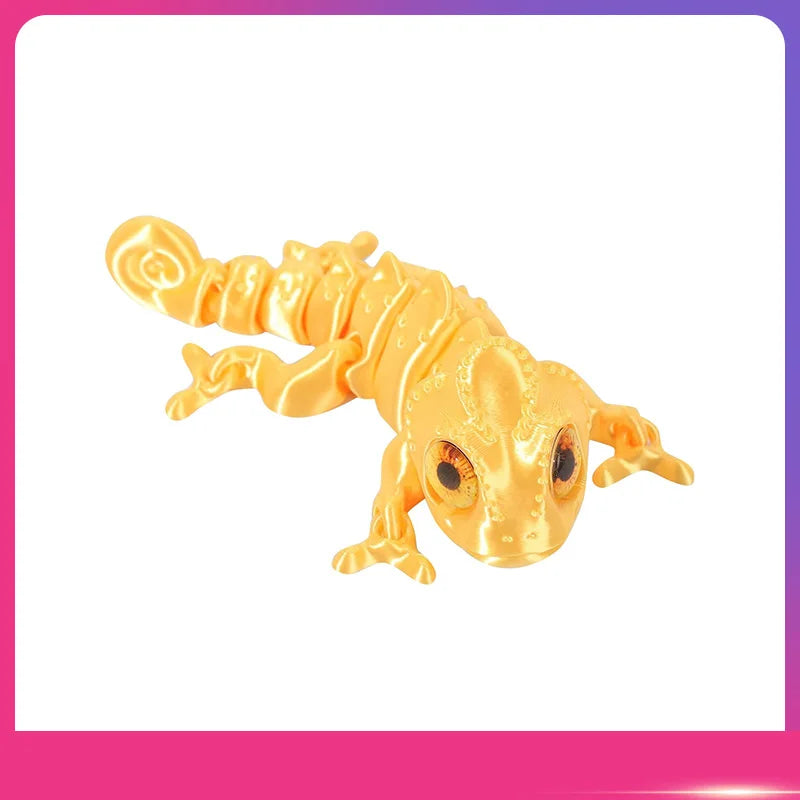 3D Printed Chameleon Figure – Movable Joints & Realistic Eyes Articulated Animal Figure Oasis Select Gold One Size
