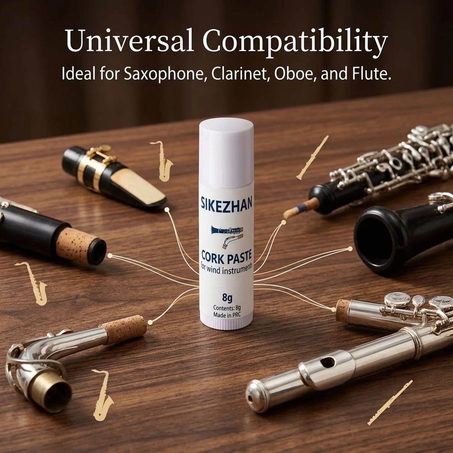 Musical Instrument Care Kit – Valve Oil, Cork Grease & Cleaning Brushes for Brass & Woodwind Instruments, Professional Set Oasis Select