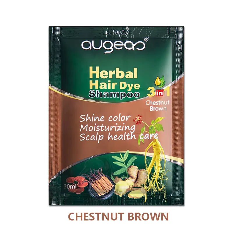 Herbal Plant Hair Dye Shampoo – 6 Colors, Grey Coverage Hair Dye Shampoo Oasis Select 30ml Chestnut Brown