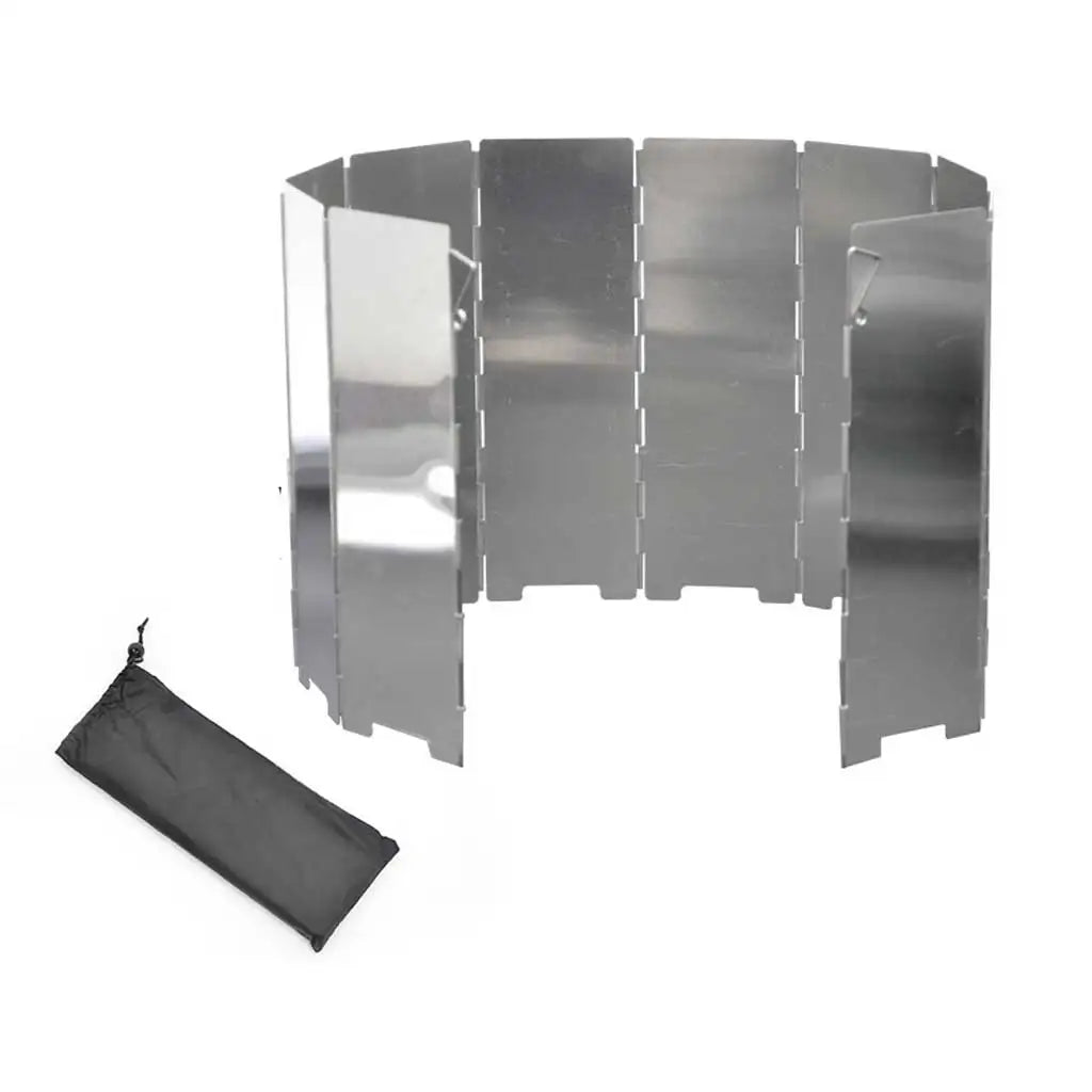 Lightweight Foldable Aluminum Windshield for OutdoorCamping Picnic Stove Gas Burner Wind Guard Shield with Carry Pouch Oasis Select silver