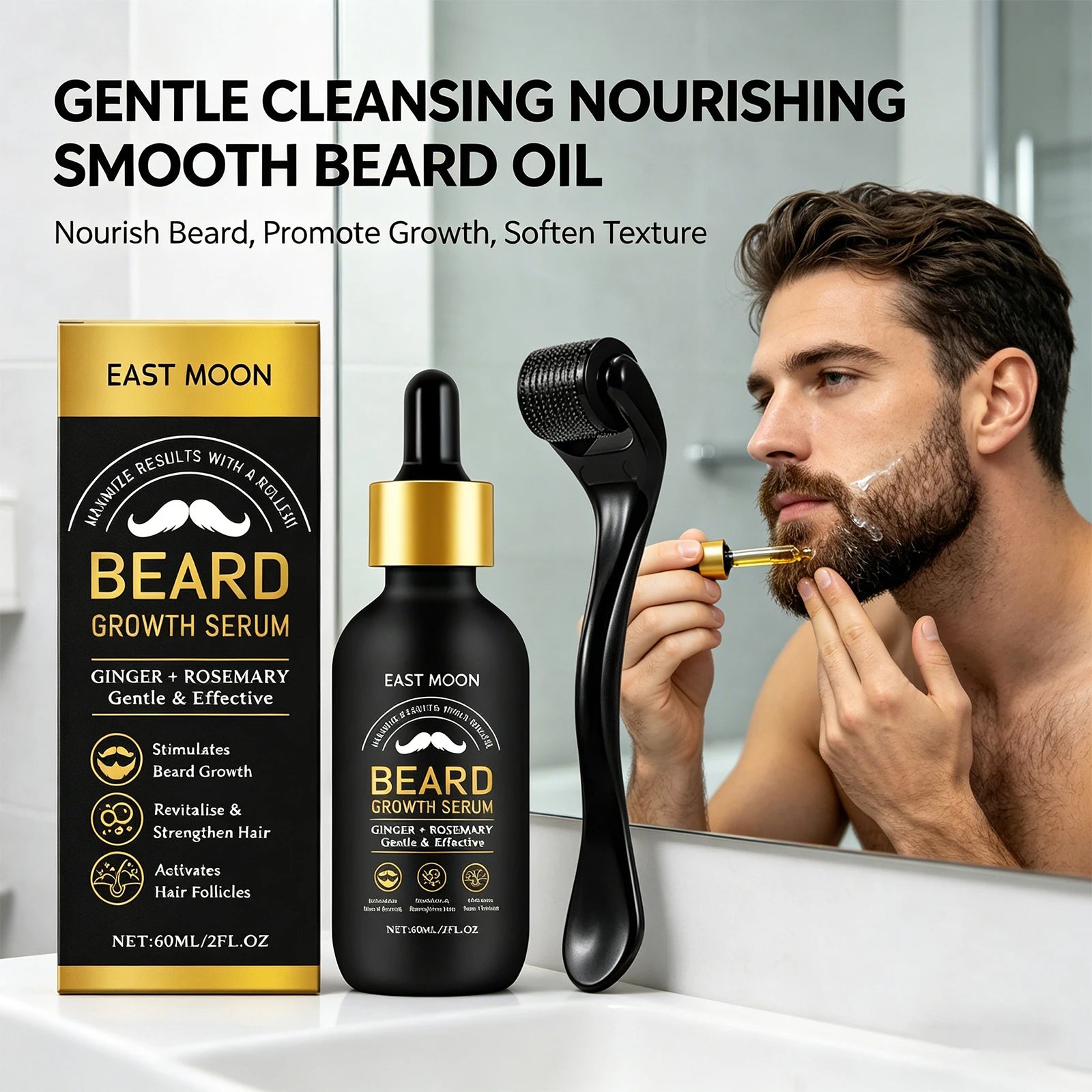 Beard Growth Oil Thickening Serum Promotes Whisker Growth Strengthen Roots Softens Beard Moisturizing Hydrating Men Grooming Oasis Select Default Title
