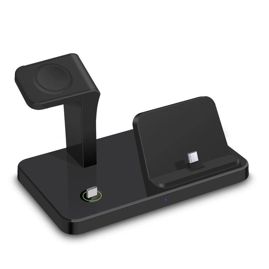 3 in 1 Type C Fast Charging Station Wireless Charger Stand For Galaxy Watch 6 5 Pro for Samsung S23 Ultra S22 S21 Xiaomi Huawei Oasis Select black