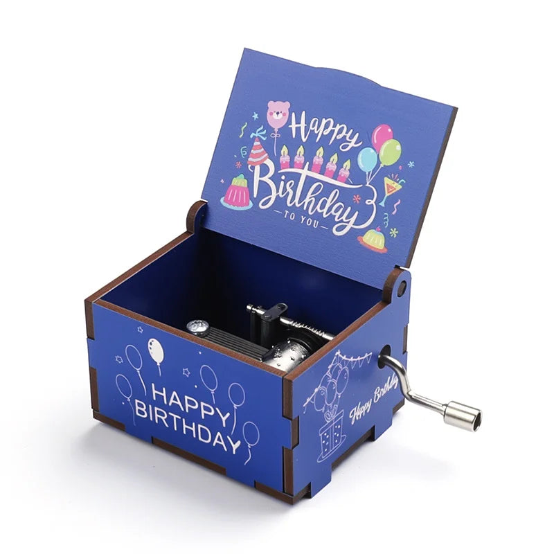 Hot selling Birthday Series Art Six sided Painted Hand cranked Music Box Birthday Gift for Friends Home Decor Oasis Select 2