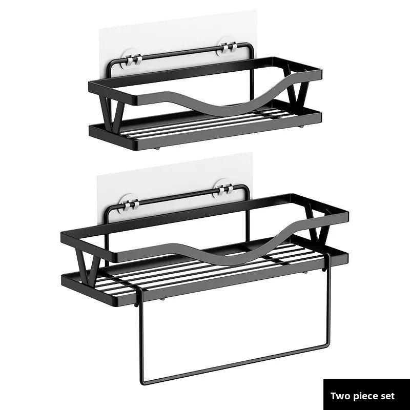 Bathroom Toilet Shelf No Punching Toilet Wall Storage Rack Shower Room Wall Shelf Oasis Select two-piece set