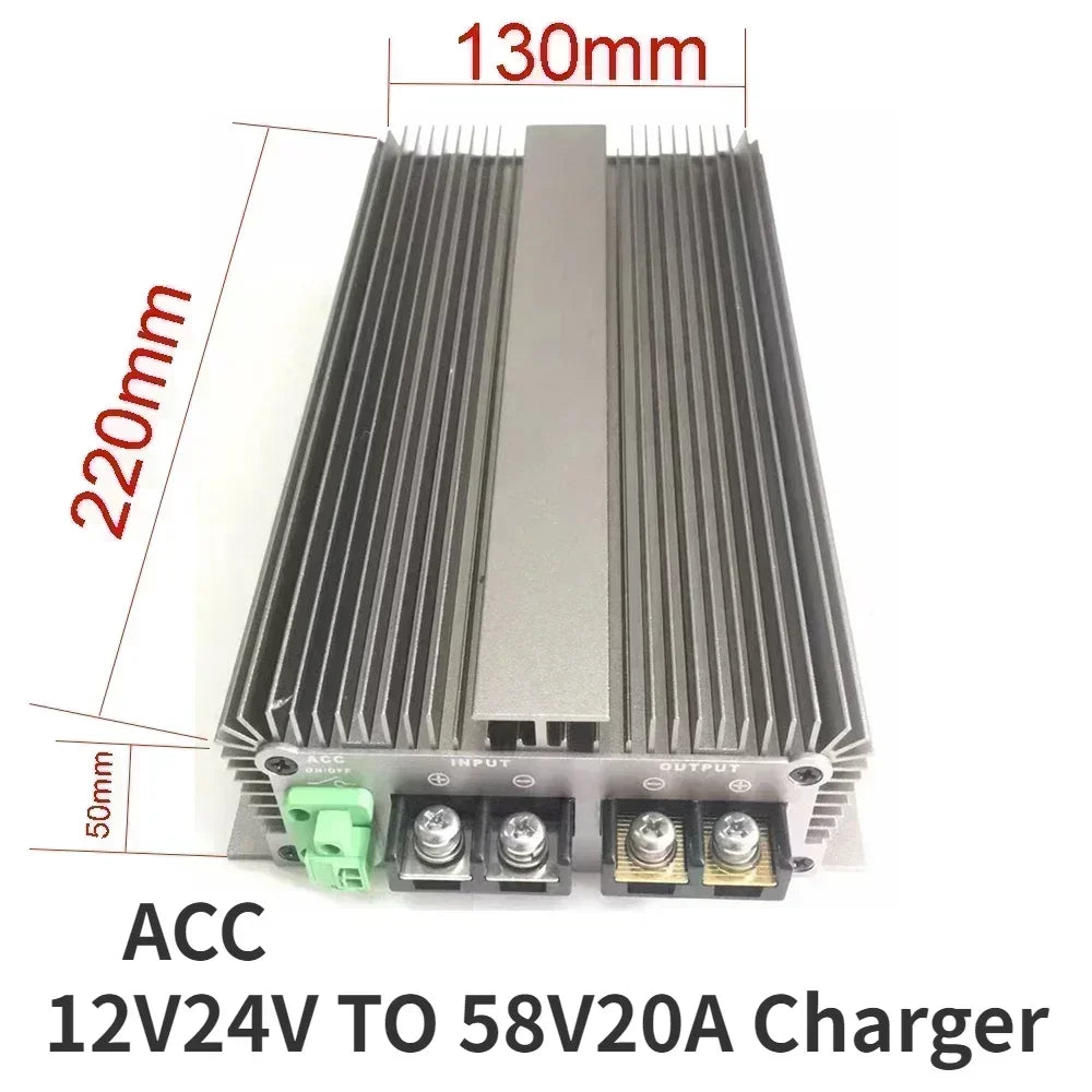 12V/24V TO 58V 48V 20A 30A Lifepo4 Lithium Battery Charger Boost Step Up Module Converter 24 Volt to 48 Volt for Automotives CE Oasis Select 58V20A Charger