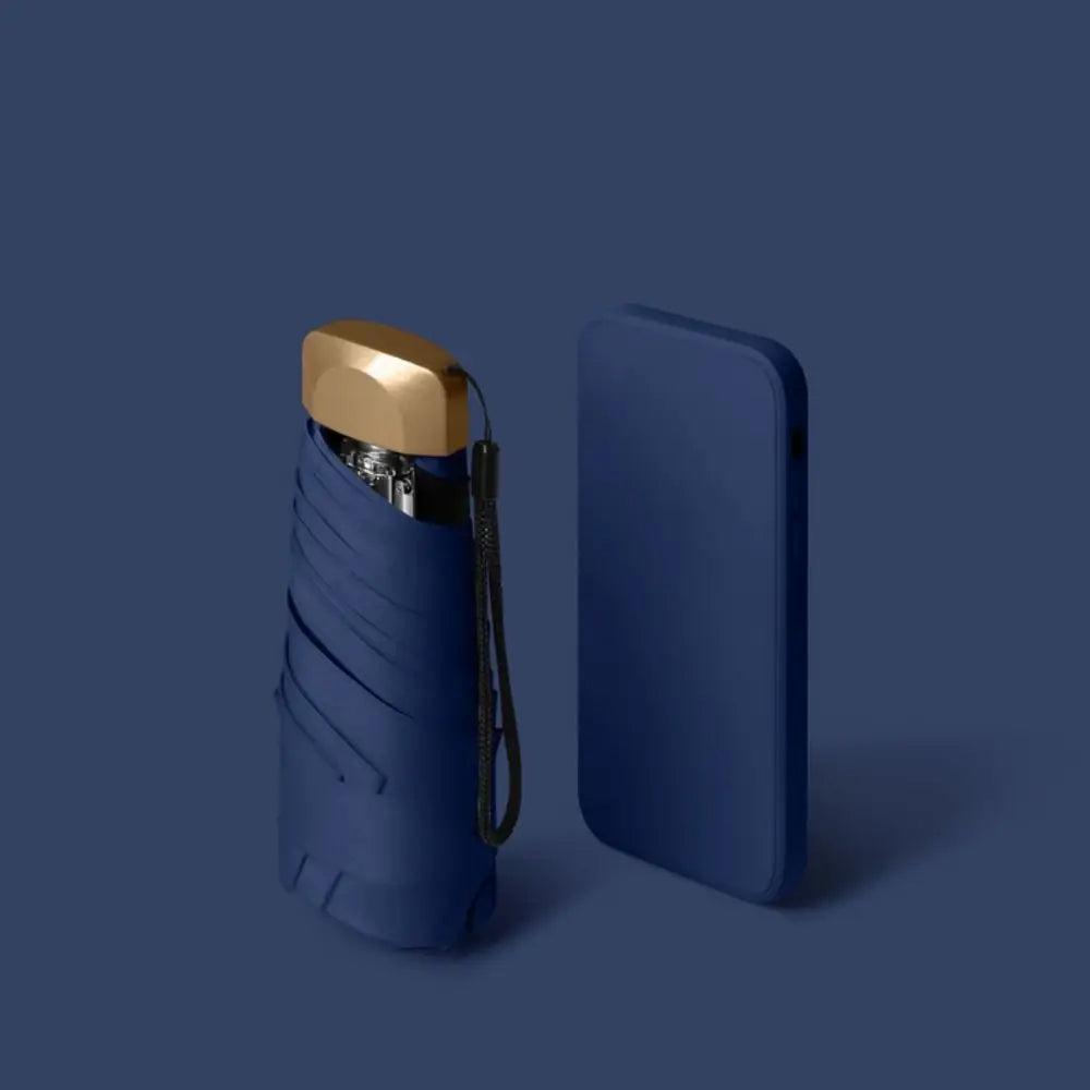 Fashion Ultraviolet Protection Parasol Small Pocket Folding Rain Umbrella Wind Resistant Mini Sun Umbrella Outdoor Oasis Select Navy Blue 8K Aluminum