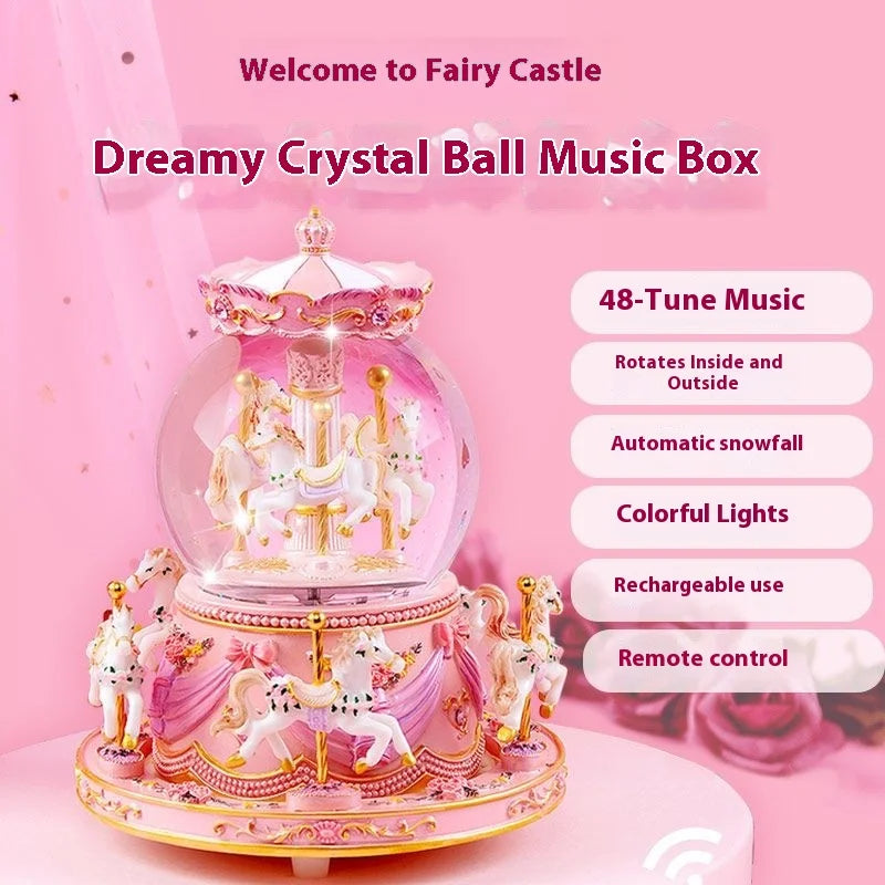Music Box Carousel Crystal Ball Music Box Children's Birthday Gift for Girls Girlfriends Birthday Gift Music Boxes Oasis Select