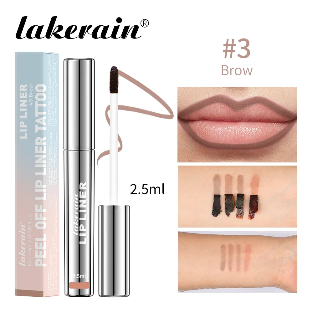 Waterproof Lip Liner Peel Off Tattoo Lipgloss Waterproof Long Lasting Matte Lip Tint Brown Contour Tear-off Lips Stain Cosmetic Oasis Select 3