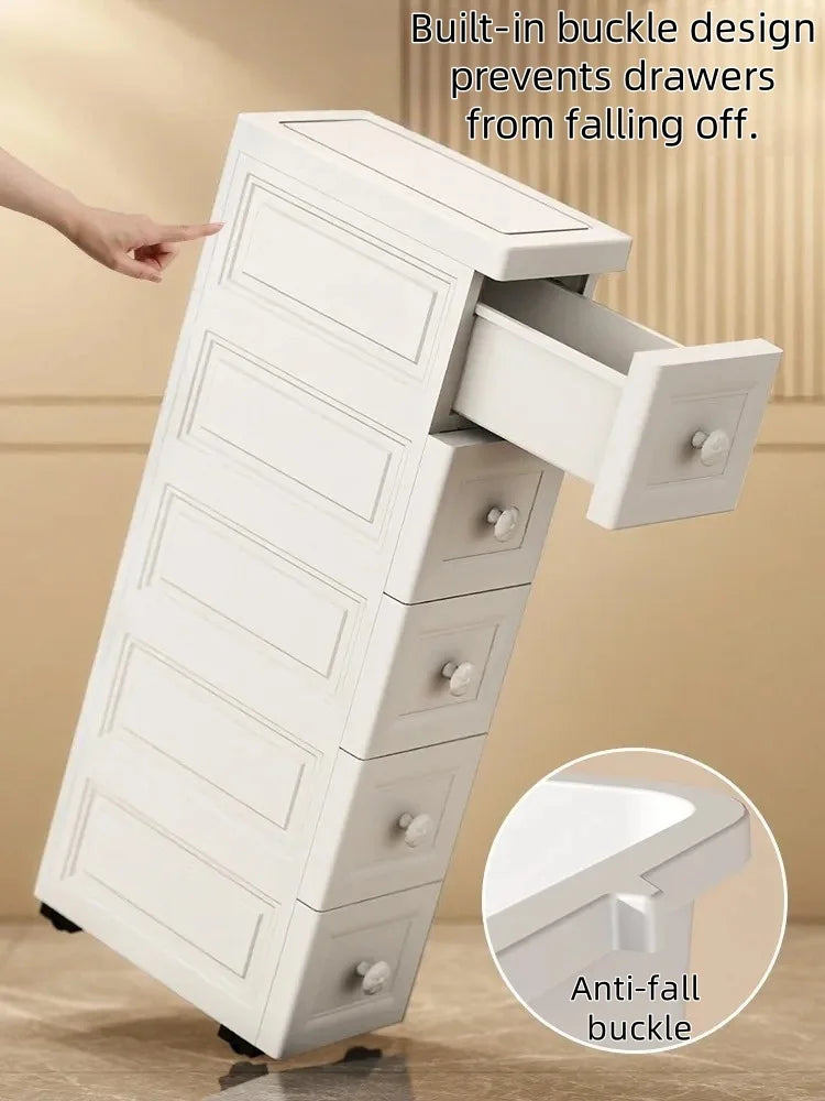Narrow Storage Box for Kitchen Batoom Organizer Slim storage bin Home utility Closet elf PP Material Versatile Use Oasis Select