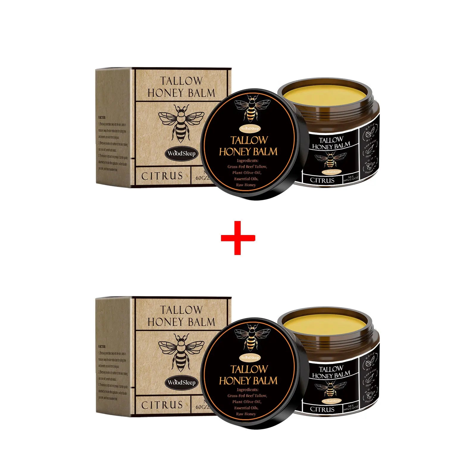 Tallow Honey Hydrating Face Balm Soothing Skin Repair Damaged Increase Facial Elasticity Lasting Nourishing Pure Tallow Cream Oasis Select 120G BOXED