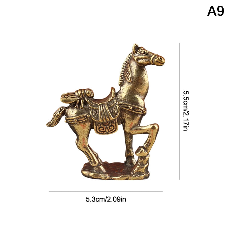 Brass Horse Figurines Chinese New Year Zodiac Horse Ornament Feng Shui Lucky Statue Home Office Desktop Decoration Crafts Oasis Select A9